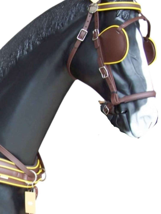Arden Pferdegeschirr Biothane Marathon Einspänner Brustblatt anatomisch braun mit farbigem Keder
