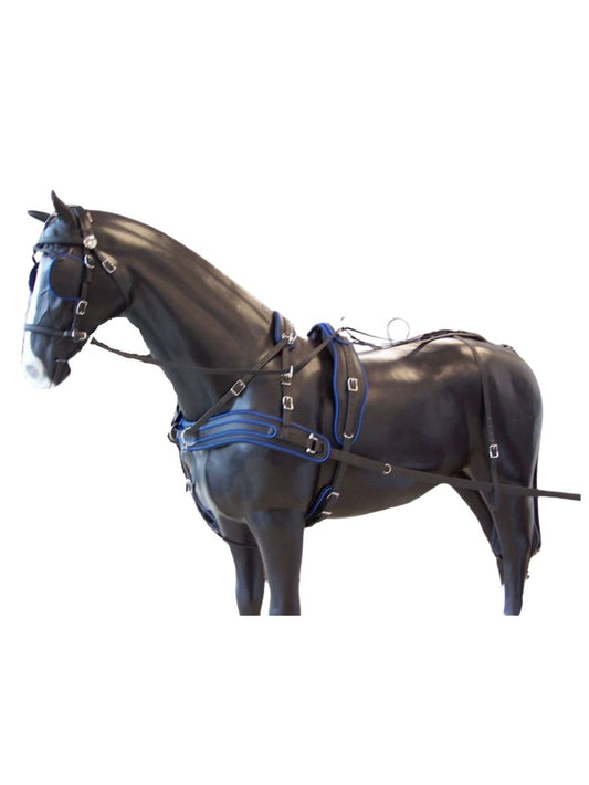 Arden Pferdegeschirr Biothane Marathon Zweispänner Brustblatt anatomisch braun mit Strangträger und farbigem Keder