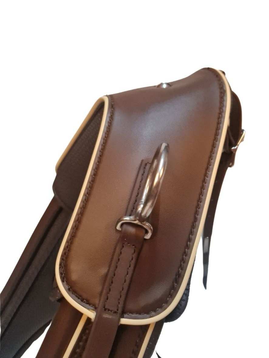 Arden Pferdegeschirr Biothane Zweispänner Marathonkummet mit Strangträger braun mit farbigem Keder 