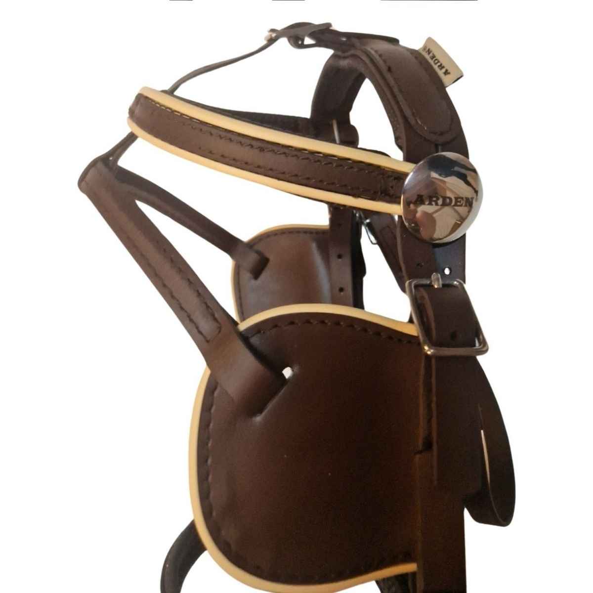 Arden Pferdegeschirr Biothane Zweispänner Marathonkummet mit Strangträger braun mit farbigem Keder 