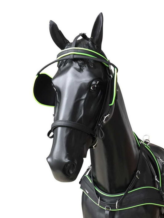 Arden Marathon Biothane Kopfstück/Fahrzaum schwarz mit farbigem Keder