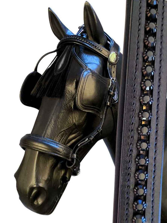 WEISSL Fahrzaum Glitzer mit Scheuklappen Black Edition Crystal