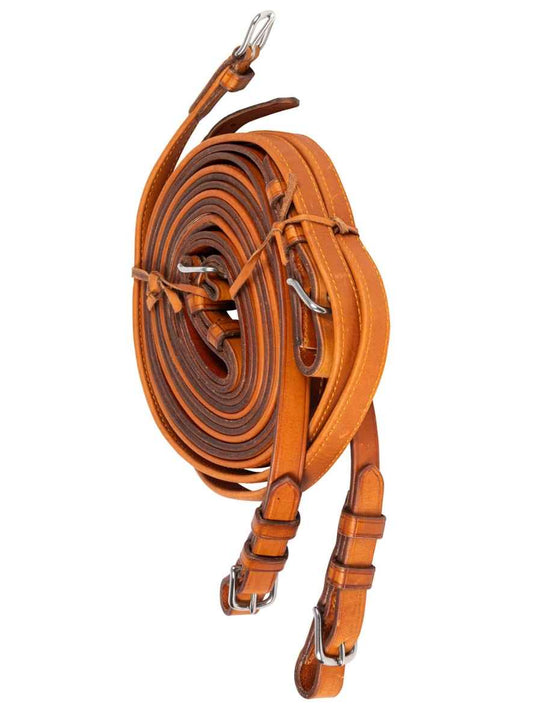Arden Fahrleine Leder Super Lux Zweispänner Kreuzleine 19 mm mit Softlederhandstück