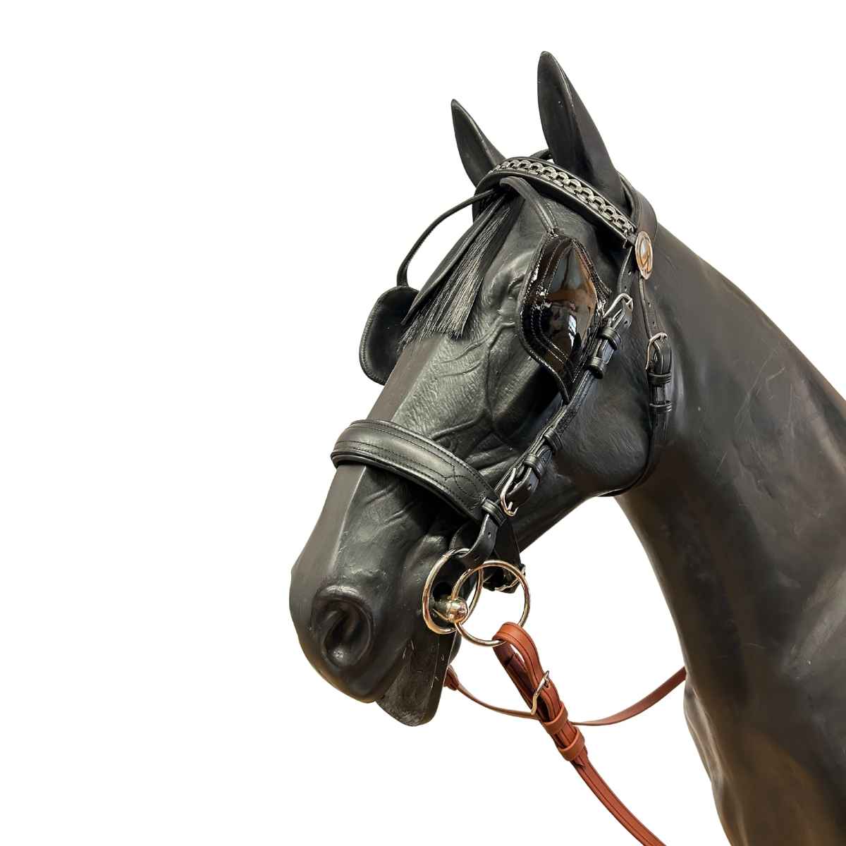 WEISSL Backenstücke mit Scheuklappen Blendklappen Lack für Fahrzaum