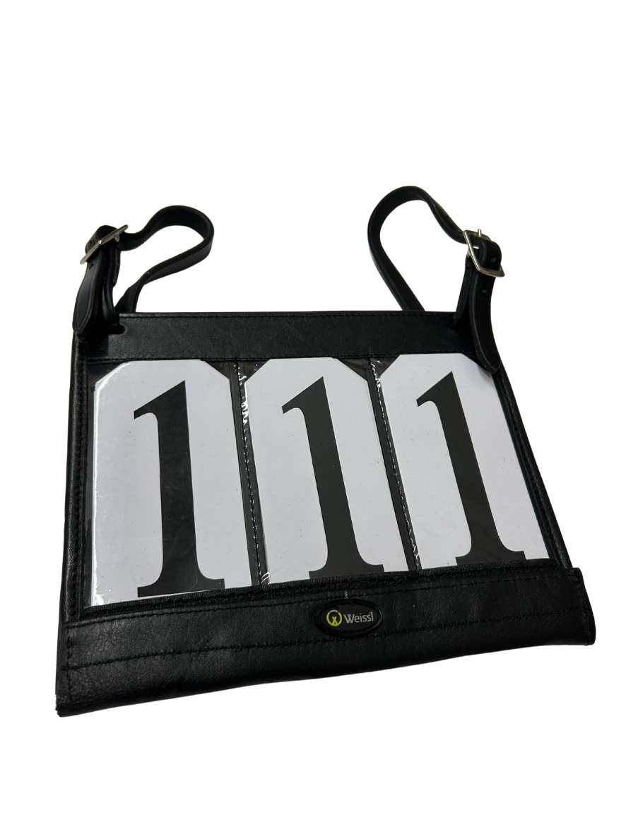 WEISSL Startnummerntasche Kutsche Leder, schwarz, dreistellig 