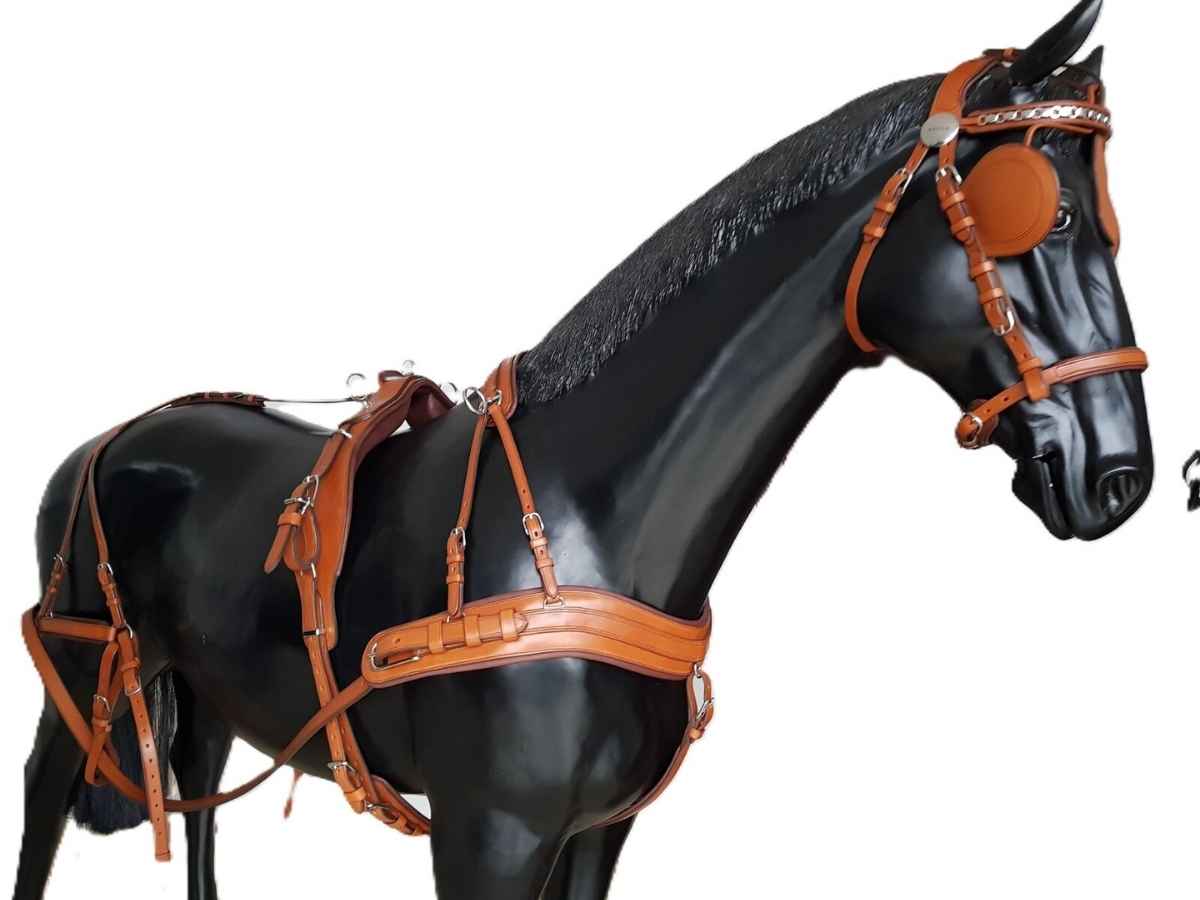 Arden Pferdegeschirr Leder Super LUX Einspänner Brustblatt anatomisch