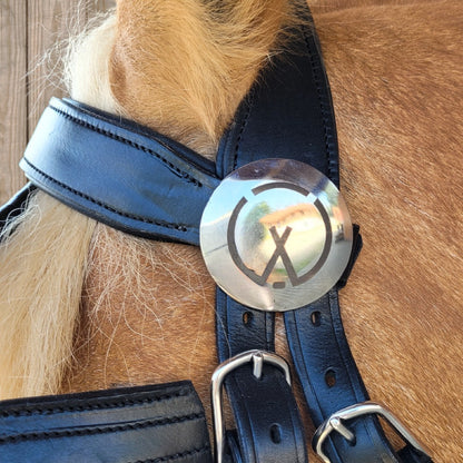 WEISSL Rosette für Fahrzaum / Kopfstück m. Aufdruck silber, 35 mm (Stück)